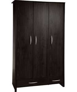 Unbranded Abbey 3 Door 2 Drawer Wardrobe - Black