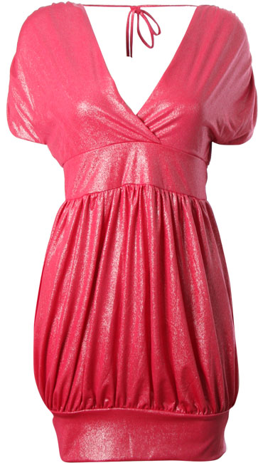 Slinky grecian dress with cap sleeves and tie at back 100 Polyester Length 82cm at back.