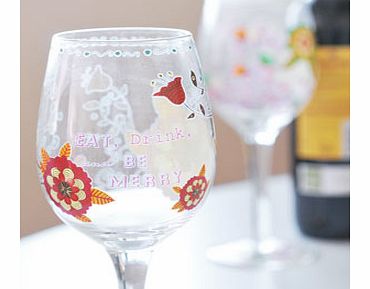 Unbranded About Face Eat Drink and Be Merry Wine Glass