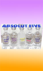 From Ahus, Southern Sweden, comes the miniature five-pack of Absolut comprising their flavours of