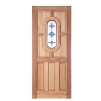 Acacia Mort/Tenon Door with Leaded Des Glass (D)44x(H)2032x(W)813mm (80x32 inch)