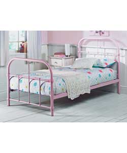 Acacia Pink Single Bedstead with Luxury Firm Mattress