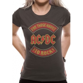 ACDC About To Rock Banner Womens T-Shirt Small (Barcode EAN=5054015140744)