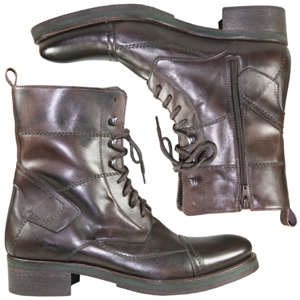 A fashion boot from Jones Bootmaker. This Hiker, biker style boot is complete with lace up front, pu