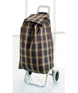 Adjustable Shopping Trolley - Navy Check