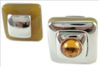 Unbranded Agate Saucer Stone Square Reversible Cufflinks