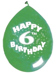 Age 6 latex balloon - assorted colours