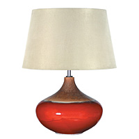 Unbranded AI323/264 14 IV - Small Red and Tan Ceramic Table Lamp