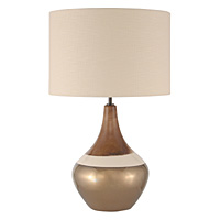 Unbranded AI362/261 14 VA - Small Gold Cream and Brown Ceramic Table Lamp