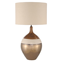 Unbranded AI363/261 16 VA - Large Gold Cream and Brown Ceramic Table Lamp