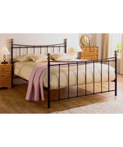 Unbranded Alderley Black Double Bedstead with Cushion Top Mattress