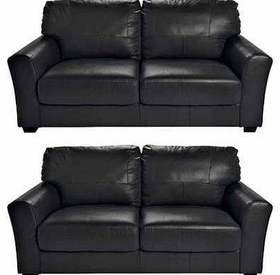 Unbranded Alessio 2 Leather Regular Sofas - Black