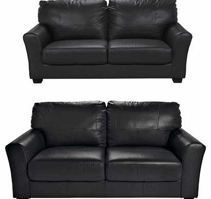 Unbranded Alessio Leather Large and Regular Sofa - Black