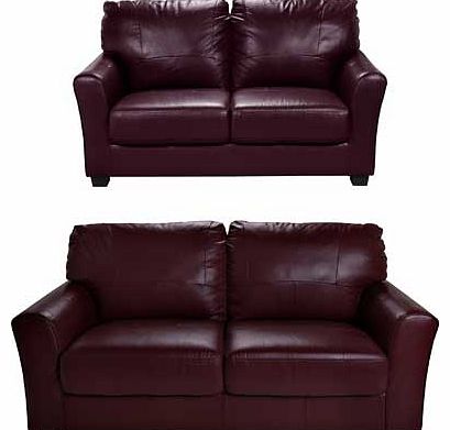 Unbranded Alessio Leather Large and Regular Sofa - Dark Red