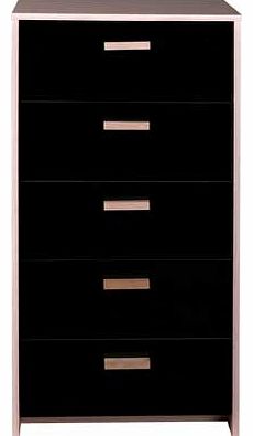Unbranded Alicia 5 Drawer Chest - Oak Effect and Black