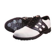 All leather golf shoe comes in size 10. These all leather water resistant golf shoes are fitted with