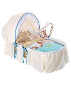 Natural palm leaf Moses basket with handles and detachable washable cover with frills. Complete