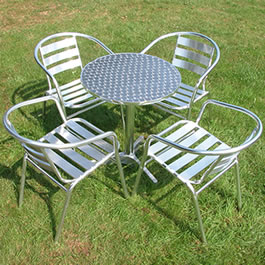 Aluminium Bistro Set - 60cm dia table and 4 chairs