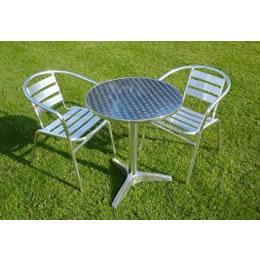Aluminium Bistro Set - 80cm dia table and 2 chairs