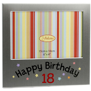 This simple but highly effective Aluminium Happy 18th Birthday Photo Frame is perfect for giving a s