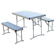 Unbranded Aluminium Table with 2 Benches