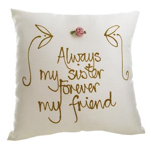 Always My Sister Hand Painted Silk Pillow
