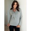 Stretch jersey sweat top. Zip up funnel neck. Zip cuffs. Front pockets. Washable. 65 Polyester, 35 C