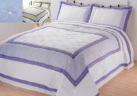 Beautifully detailed quilted bedspread Embroidered detail. Face 50% polyester/50% cotton, reverse