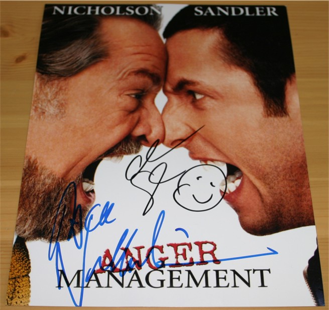 Fantastic colour photo signed by both Jack Nicholson and Adam Sandler - the stars of the movie