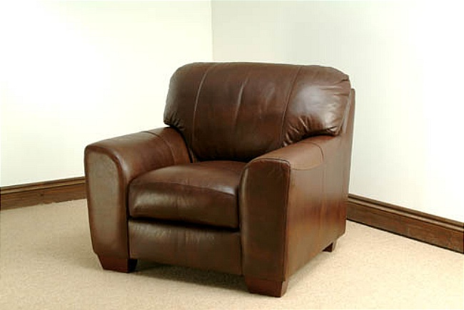 Unbranded Aniline Leather Armchair Brown - Eaton