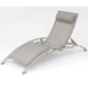 This sun lounger is made from aluminium and textilene with an integrated pillow.