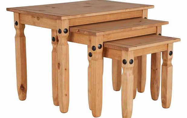 Unbranded Aruba Nest of 3 Tables - Light Solid Pine