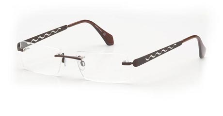 A small rectangular style of rimless glasses distinguished by their matt metal arms featuring a sing