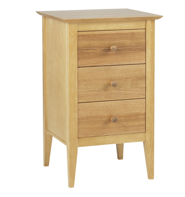 ASH 3 DRAWER BEDSIDE CABINET FROM THE CORNDELL METROPOLITAN RANGE IN A GOLD FINISH