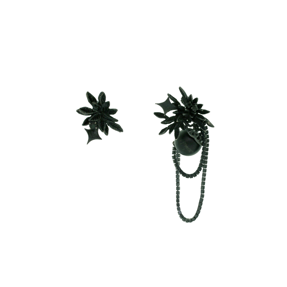 Unbranded Asymetric Flower Ball Chain Earrings