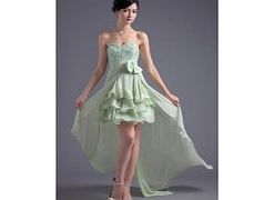 Unbranded Asymmetrical High-low Beaded Ruffles Chiffon Dress