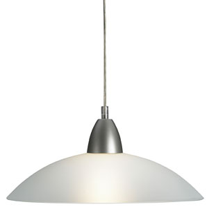 Large, saucer-shaped hanging light with opal frost