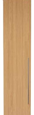 Both minimalist and modern. the Atlas range is finished beautifully with a feature long and slim brushed metal handle. This oak effect single door wardrobe is both deeper and taller than average and has a useful shelf above the hanging rail. Part of 