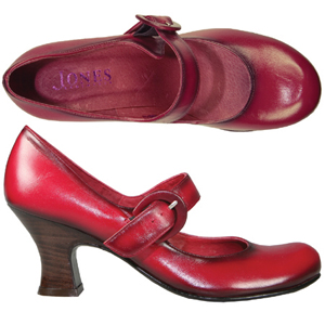 A fashionable Mary-Jane style Court shoe from Jones Bootmaker. Features round slightly up-turned toe