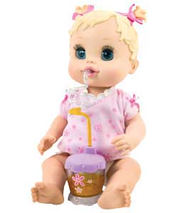 Only at Argos. Play mummy with this amazing doll that drinks her juice and wets her nappy!Doll comes
