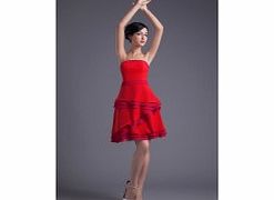 Unbranded Backless Strapless Layered Ruffles Knee-length