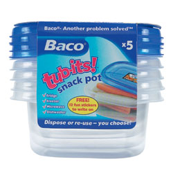 Unbranded Baco Tub-its Snack Pot Set of 5