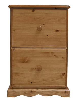 PINE 2 DRAWER FILING CABINET.THE DRAWERS HAVE DOVETAILED JOINTS WITH TONGUE AND GROOVED BASES.ALL