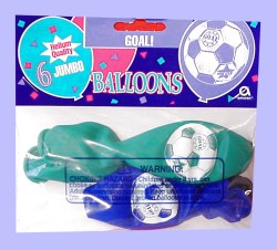 Bag of 6 latex balloons - Football Goal