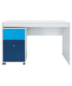 Size desk (H)77, (W)120, (D)58cm.Size 2 drawer filer (H)68, (W)40, (D)39cm.White foil finish with da