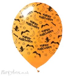 Sold singly. Black and orange balloons printed wit