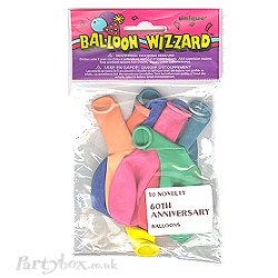 Balloon - Happy 60th Anniversary - assorted latex - pack of 10