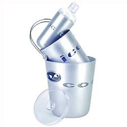 With champagne bucket, ice bucket with lid, cocktail shaker and tongs.Standard delivery charge of 