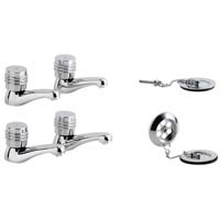 Pack includes bath taps, basin taps and wastes, Colour: Chrome Effect, Mix and match these products