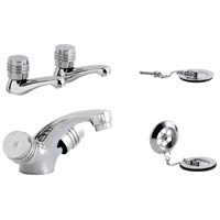 Pack includes bath taps, basin mixer and wastes, Colour: Chrome Effect, Mix and match these